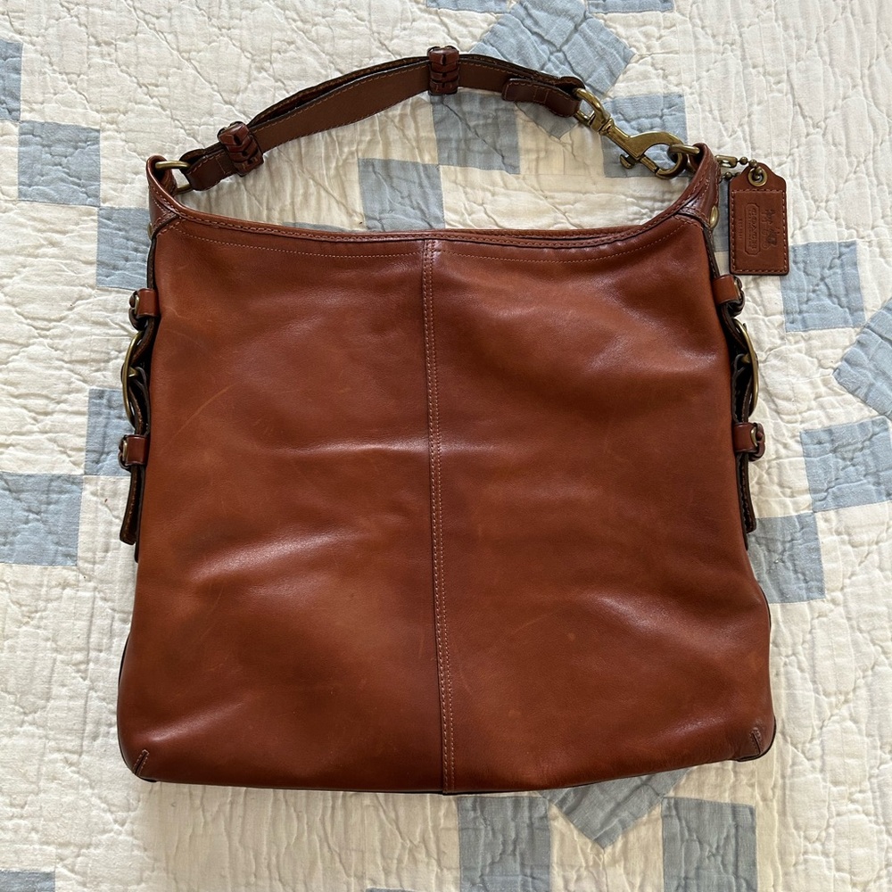 Coach Bleecker Felicia Burnished Leather XL Slim Hobo Bag
